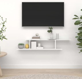 vidaXL Ράφι Τηλεόρασης Επιτοίχιο Λευκό 125x18x23 εκ. από Επεξ. Ξύλο