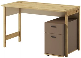 Τραπέζι γραφείου Fresno AN103, Με συρτάρια, Αριθμός συρταριών: 2, 76x125x60cm, 37 kg, Beige, Artisan βελανιδιά, Trufel | Epipla1.gr