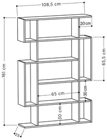Βιβλιοθήκη MITO σε χρώμα φυσικό-ανθρακί 108,5x25,5x161εκ 108.5x25.5x161 εκ.