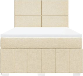 vidaXL Κρεβάτι Boxspring με Στρώμα Κρεμ 140x190 εκ. Υφασμάτινο
