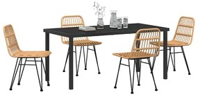 vidaXL Σέτ φαγητού για κήπο 5 pcs Καφέ Χάλυβας με επίστρωση πούδρας