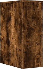 vidaXL Ντουλάπι Μπάνιου Στενό με Ροδάκια Καπνιστή Δρυς Επεξ. Ξύλο