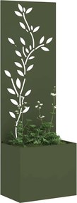 vidaXL Οθόνη Ιδιωτικότητας Κήπου Floral Λαδί 50 x 150 cm