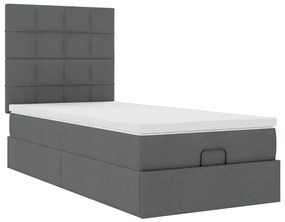 Οθωμανικό κρεβάτι με στρώμα σκούρο γκρι 90x190cm ύφασμα 3313120