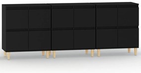 vidaXL Ντουλάπια 3 τεμ. Μαύρα 60x35x70 εκ. Επεξεργασμένο Ξύλο