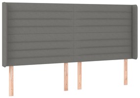 vidaXL Κρεβάτι Boxspring με Στρώμα &amp; LED Σκ.Γκρι 200x200εκ. Υφασμάτινο