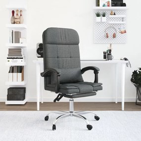 Καρέκλα Γραφείου Μασάζ Ανακλινόμενη Σκούρο Γκρι Υφασμάτινη - Γκρι