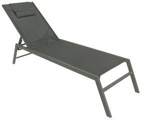 Ξαπλώστρα Kiara pakoworld αλουμίνιο-textilene ανθρακί στοιβαζόμενη