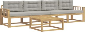 vidaXL Σειρά Καναπέ Εξωτερικού 4 pcs Λευκό και Ανοιχτό Γκρι
