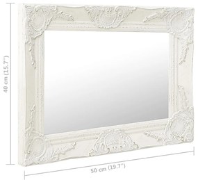 vidaXL Καθρέφτης Τοίχου με Μπαρόκ Στιλ Λευκός 50 x 40 εκ.