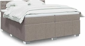 vidaXL Κρεβάτι Boxspring με Στρώμα Taupe 200x200 εκ. Υφασμάτινο