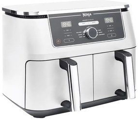 Ninja AF400EUWH διπλή φριτέζα θερμού αέρα, 2470W, 9,5 l, 6 προγράμματα, 40-240 C, ανεξάρτητες ζώνες, Λευκό