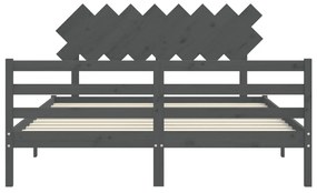 vidaXL Πλαίσιο Κρεβατιού με Κεφαλάρι Γκρι 160x200 εκ Μασίφ Ξύλο