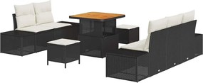 vidaXL Σετ Καναπέ Κήπου με μαξιλάρι 8 pcs Μαύρο Πολυ ράταν