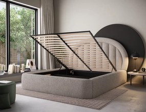 Επενδυμένο κρεβάτι Circle-140 x 200-Καφέ Ανοιχτό