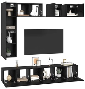 vidaXL Σετ επίπλου τηλεόρασης 8 pcs Μαύρη δρυς Επεξεργασμένο ξύλο