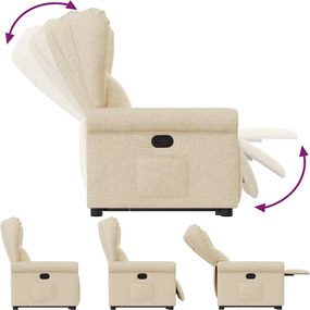 vidaXL Πολυθρόνα Ανακλινόμενη με Ανύψωση Κρεμ Υφασμάτινη