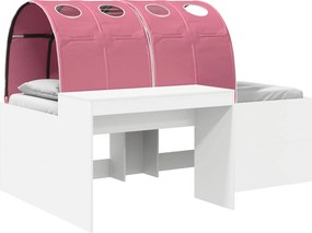 vidaXL Κρεβάτι με Τόνελ 3 τεμ. Λευκό και Ρόζ Επεξεργασμένο Ξύλο