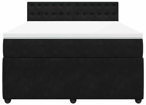 vidaXL Κρεβάτι Boxspring με Στρώμα Μαύρο 140x200 εκ. Βελούδινο