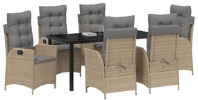 vidaXL Σέτ φαγητού για κήπο 7 pcs Μπεζ συνθετικό ρατάν