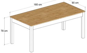 Τραπέζι Fira Megapap χρώμα λευκό - φυσικό οξιάς 180x90x78εκ.