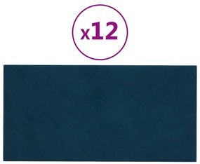 vidaXL Πάνελ Τοίχου 12 τεμ. Μπλε 60 x 30 εκ. 2,16 μ² Βελούδο