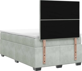 vidaXL Κρεβάτι box spring με στρώμα Ανοιχτό γκρι 120 x 200 cm Βελούδο