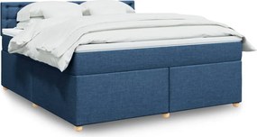 vidaXL Κρεβάτι Boxspring με Στρώμα Μπλε 180x200 εκ. Υφασμάτινο