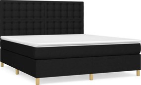 vidaXL Κρεβάτι Boxspring με Στρώμα Μαύρο 180x200 εκ. Υφασμάτινο
