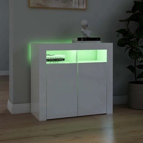 vidaXL Ντουλάπι με LED Γυαλιστερό Λευκό 80 x 35 x 75 εκ.