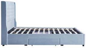 Κρεβάτι Διπλό ArteLibre ANNONA Γαλάζιο Βελούδο 217x175x117.5cm (Στρώμα 160x200cm)