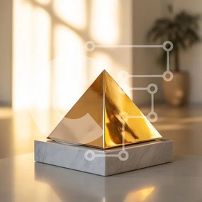 Intra Συλλεκτικό Ξύλινο Παζλ Plywood 4mm - Χρυσό γλυπτό πυραμίδας σε μαρμάρινη βάση Σε Ξύλινο Κουτί - Διαστάσεις: 10x10 cm – 25 κομμάτια