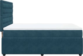 vidaXL Κρεβάτι Boxspring με Στρώμα Μπλε 160x200 εκ. Βελούδινο