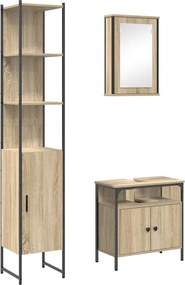 vidaXL Σετ Επίπλων Μπάνιου 3 pcs Δρύς Sonoma Επεξεργασμένο ξύλο
