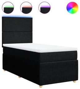 vidaXL Κρεβάτι Boxspring με Στρώμα Μαύρο 80 x 200 εκ. Υφασμάτινο