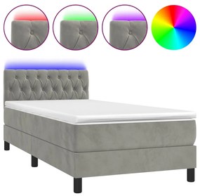 ΚΡΕΒΑΤΙ BOXSPRING ΜΕ ΣΤΡΩΜΑ &amp; LED ΑΝ.ΓΚΡΙ 100X200 ΕΚ. ΒΕΛΟΥΔΙΝΟ 3134567