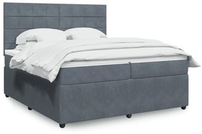 vidaXL Κρεβάτι Boxspring με Στρώμα Σκούρο Γκρι 200x200 εκ. Βελούδινο