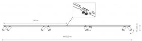 Σποτ Φωτιστικό Ράγας 8xGU10 10W IP20 Mono 2x150 Nowodvorski 7694 Λευκό-Χρυσό