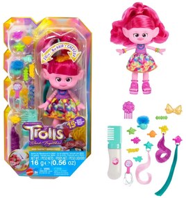 Κούκλα Βασίλισσα Πόπη &amp; 15+ Αξεσουάρ Μαλλιών Trolls Band Together HNF25 Pink-Multi Mattel