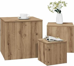 vidaXL Τραπεζάκια Βοηθητικά 3 τεμ. Παλιό Ξύλο από Μοριοσανίδα