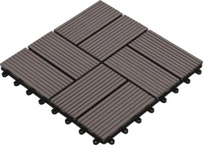 vidaXL Πλάκα Κατασκευής 11 pcs Σκούρο Καφέ 30 x 30 cm WPC