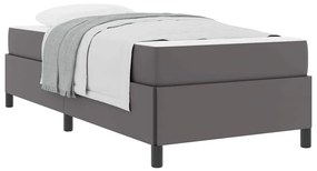 vidaXL Σκελετός κρεβατιού με στρώμα Γκρι 90 x 200 cm Τεχνητό δέρμα