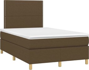 vidaXL Κρεβάτι Boxspring με Στρώμα &amp; LED Σκ.Καφέ 120x190εκ. Υφασμάτινο