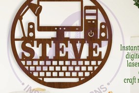 Intra απο ξύλο plywood 3mm-4mm πάχος - Ονομασία υπολογιστή Wall Art Sign, Δίασταση 40x50 cm INTRAFABR-112713445