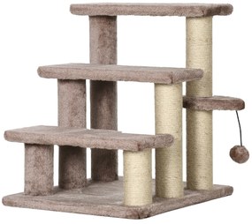 PawHut Δέντρο για γάτες, Σκάλα για κατοικίδια, 3 σκαλοπάτια, Παιχνίδι με μπάλα, έως 5 kg, 45x40x48cm, Καφέ