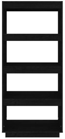 vidaXL Βιβλιοθήκη/Διαχωριστικό Χώρου Μαύρο 60x35x135 εκ. Μασίφ Πεύκο