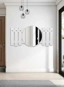 Stewehome Κρεμάστρα Τοίχου Λευκή με Καθρέφτη MDF 120x60x60 cm