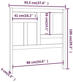 Κεφαλάρι Κρεβατιού Μελί 95,5x4x100 εκ. από Μασίφ Ξύλο Πεύκου - Καφέ