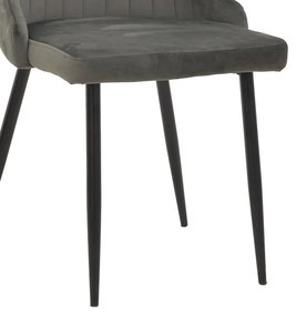 Καρέκλα Azori ανθρακί βελούδο-πόδι μαύρο μέταλλο 49x55x85εκ 2αδα 49x55x85 εκ.