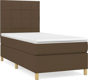 vidaXL Κρεβάτι Boxspring με Στρώμα Σκούρο Καφέ 90x190 εκ. Υφασμάτινο